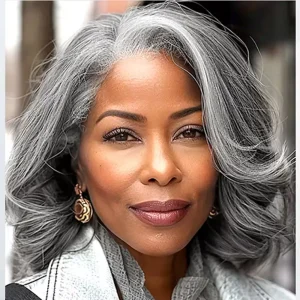 180 Density Loose Wave 12 Inch Silver Gray Bob Wig 100%